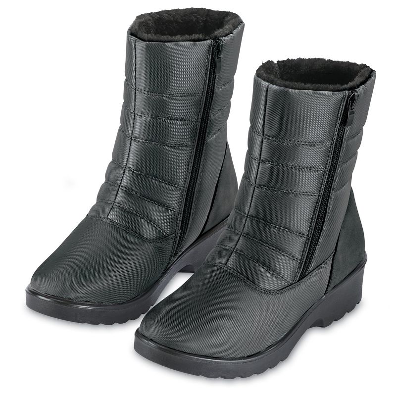 Collections Etc Quilted Nylon Zipper Boots, 1 of 5