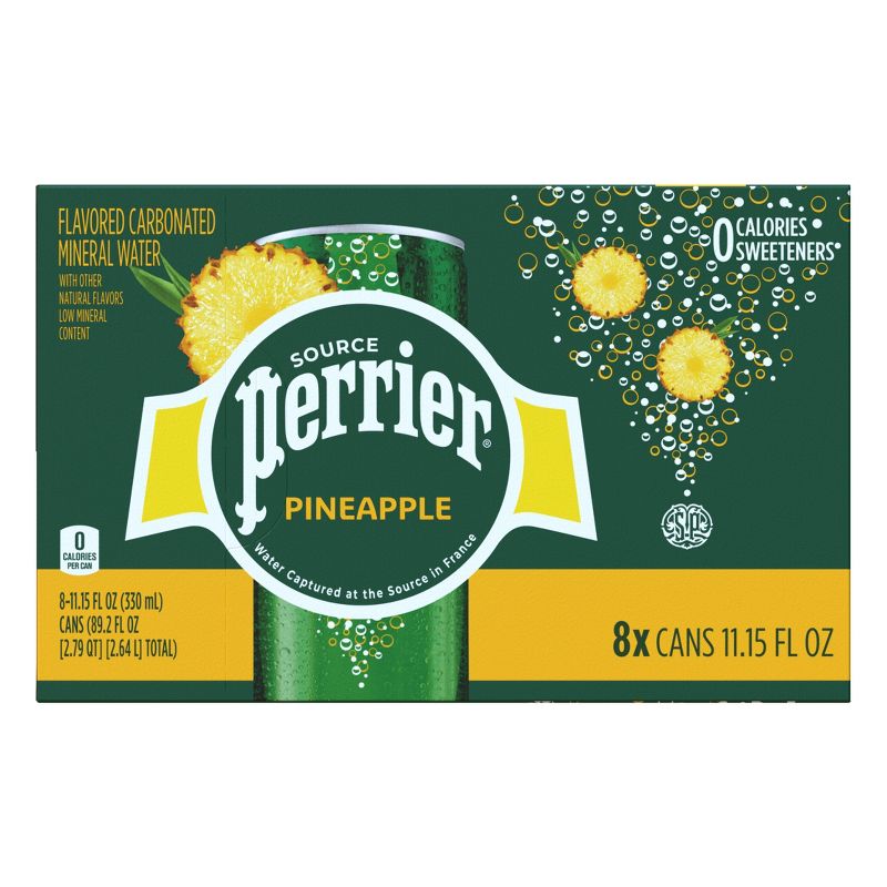 Perrier Pineapple Flavored Sparkling Water - 8pk/11.15 fl oz Cans, 1 of 11