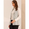 Allegra K Women's Vintage Tweed Open Front Plaid Sleeveless Office Blazer Vest - 3 of 4
