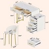 Velvet Vanity Desk Set with Marble Top 5 Drawers and Chair for Bedroom or Makeup Area-3irtyhousy - 4 of 4