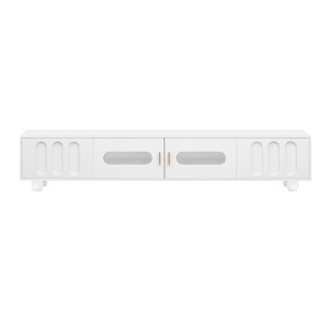 Vynxaria 71" Modern TV Center with Glass Doors and Storage for TVs Up to 80"L - 1 of 4