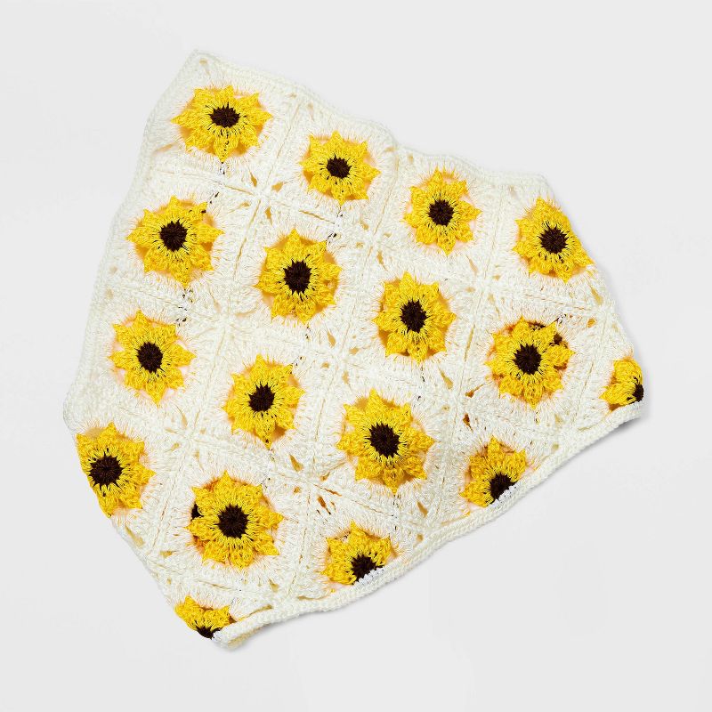 Crocheted Sunflower Headscarf - Wild Fable&#8482; White/Yellow Floral Print, 4 of 6