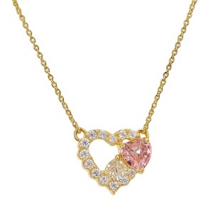 Gold Copper Heart - Shaped Crystal Modern Women's Necklace - 1 of 4