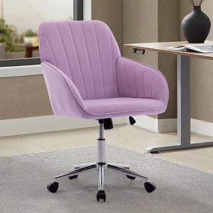 CAVINAS Adjustable Swivel Office Chair, Ergonomic Office Chair with Silver Base and Wheels for Work Study Vanity - 1 of 4