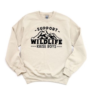 Simply Sage Market Women's Graphic Sweatshirt Support Wildlife Raise Boys - 1 of 3