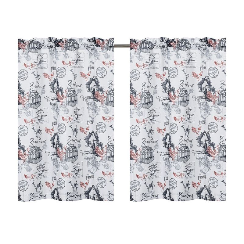 Kate Aurora Rooster Toile Complete 3 Pc Café  Kitchen Curtain Tier And Valance Set, 3 of 10