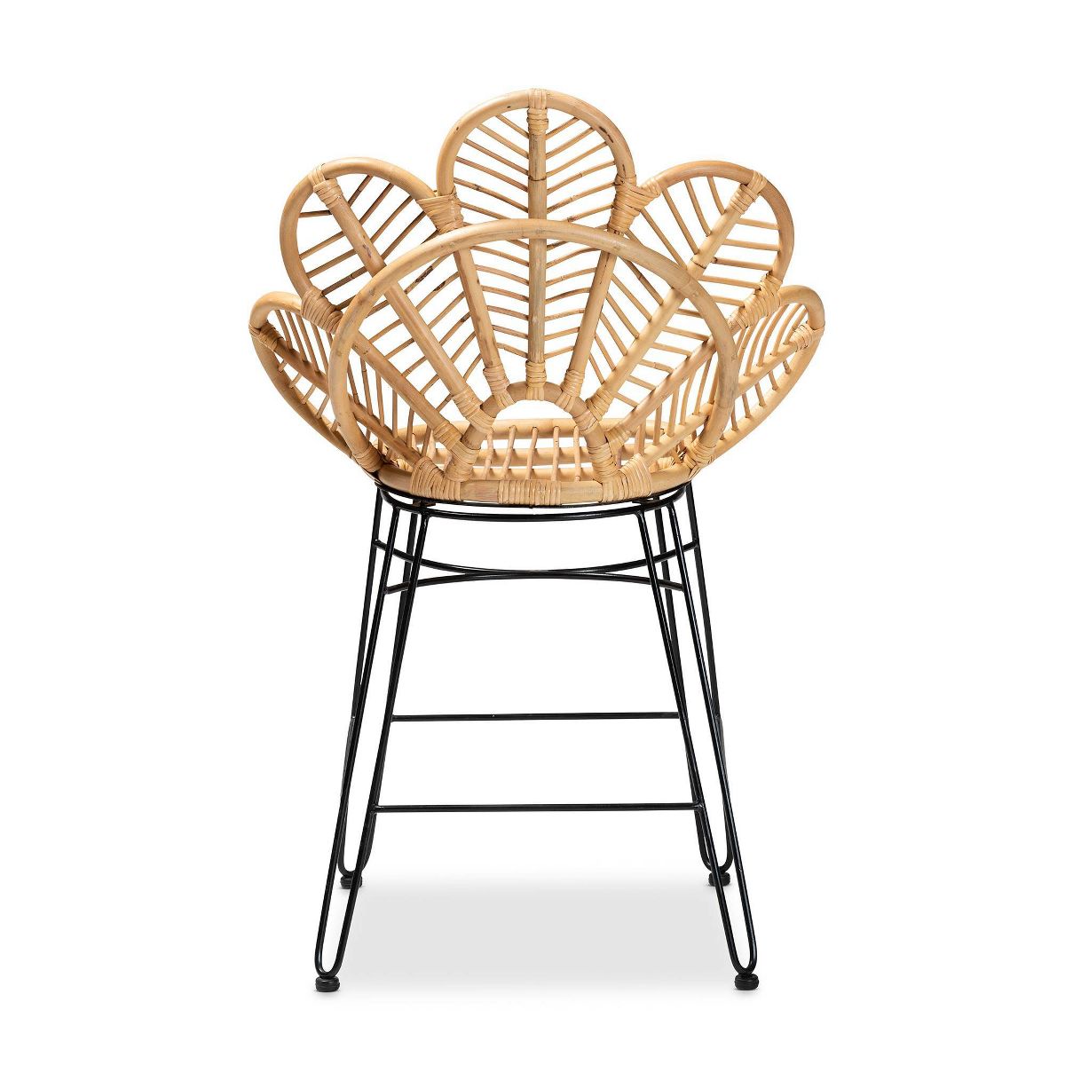 Garan Rattan and Metal Counter Height Barstool Natural/Black - bali & pari: Bohemian Style, 24.5" Seat Height - thumbnail 5