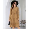 Women's Fall Long Sleeve Dresses Casual Boho Ruffle Neck Tiered A Line Flowy Wedding Guest Midi Dress - 3 of 4