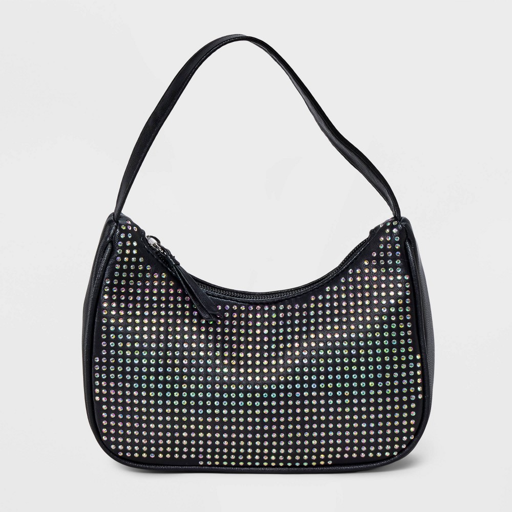 Photos - Women Bag Girls' Rhinestone Shoulder Bag - art class™ Black