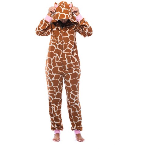 Just Love Womens One Animal Print Adult Onesie Hooded Pajamas