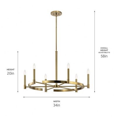 Elegant Brushed Brass 6-Light Chandelier with Ribbed Detail