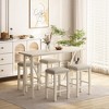 5 Piece Dining Table Set, Bar Table And Chairs Set With Upholstered Stools, Power Outlets, Rubber Wooden Legs, Dining Table Set For Family Or Friends - 3 of 4