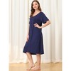 cheibear Women's Nightgown Button Down Short Sleeve Soft Modal Loose Pajama Sleepshirt - 2 of 4