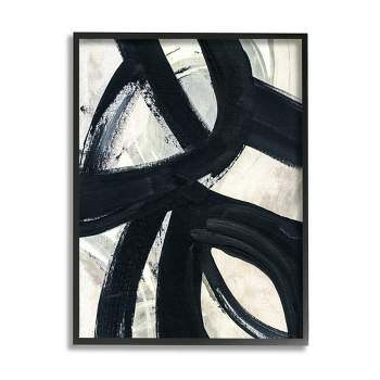 Stupell Industries Dynamic Modern Black Paint Strokes Bold Abstract Framed Giclee Art