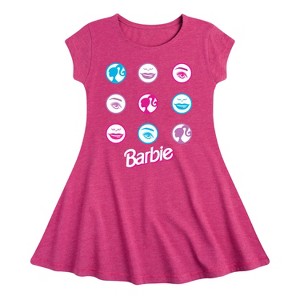 Girls' - Barbie - Original Icons in Circle Grid Fit & Flair Cap Sleeve Dress - 1 of 1