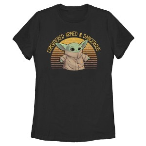 Women's Star Wars The Mandalorian The Child Considered Armed and Dangerous T-Shirt - 1 of 3