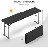 VINGLI 6 FT Narrow Folding Table, Tabletop Folded in Half, Premium Quality HDPE Material and Sturdy Metal Frame,Black - 4 of 4