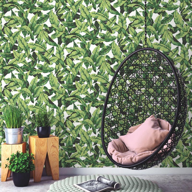 RoomMates Palm Leaf Peel &#38; Stick Wallpaper Green/White, 4 of 12