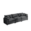 3-Seater Corduroy Mid-Century Sofa with Arm & Throw Pillows - 3 of 4
