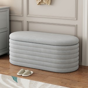 NicBex 40" Chenille Storage Ottoman Bench, Safety Hinge Ottoman End of Bed Foot Stool for Living Room & Entryway - 1 of 4