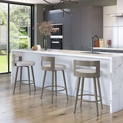 Light Grey Swivel Counter Stool with Metal Frame