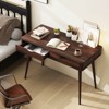 Costway 43.5" Writing Desk with 2 Drawers Anti-Tipping Kits & Solid Rubber Wood Legs White/Walnut - 4 of 4