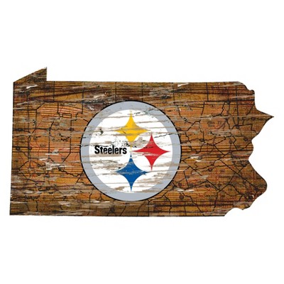 NFL Pittsburgh Steelers 12" State Map Wood Sign