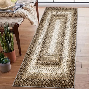 Modern Braided Print Area Rug Boho Rug Geometric Rug Washable Living Room Bedroom Rug - 1 of 4