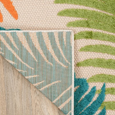 Multi Tropical Floral Synthetic Indoor/Outdoor Area Rug 8' x 10'