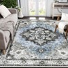 Boho Floral Vintage Faux Wool Washable Area Rug Ultra Thin Stain Resistant Pet Friendly Non Slip Accent Carpet for Living Room Bedroom Kitchen - 2 of 4