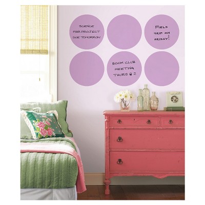  Wall Pops!  Dry Erase Board Circle Decals 13" 6ct - Purple 