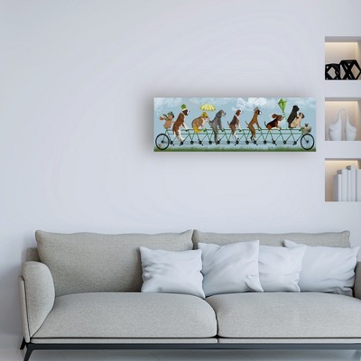 Whimsical Dogs on Tandem Bicycle Canvas Art, 10x32