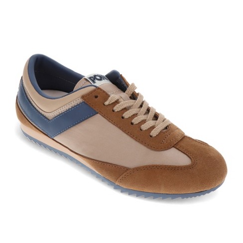 Pony Mens Racer Genuine Suede And Nylon Premium Lace Up Athletic Sneaker Shoe Tan brown blue Size 13 Target