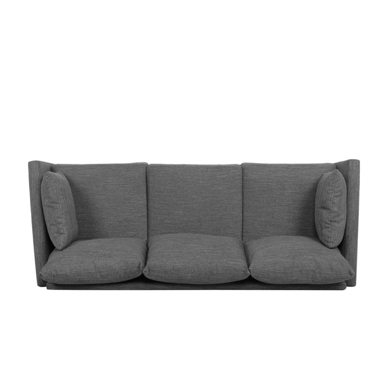 Feichko Contemporary Fabric Pillow Back 3 Seater Sofa Charcoal/Walnut - Christopher Knight Home, 6 of 12