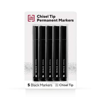 Tru Red Pen Style Permanent Marker, Fine Bullet Tip, Black, 5/Pack