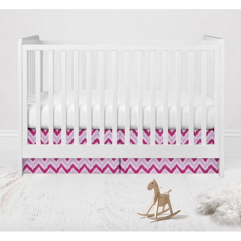 Bacati - MixNMatch Pink Zigzag Crib or Toddler ruffles/skirt, 1 of 4