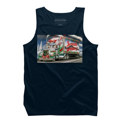 Men's Design By Humans Truck Driver Christmas Shirt Seasons Greetings By Galvanized Tank Top