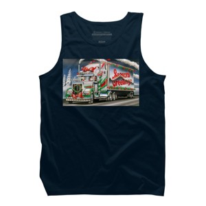 Men's Design By Humans Truck Driver Christmas Shirt Seasons Greetings By Galvanized Tank Top - 1 of 3