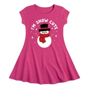 Girls' - Instant Message - I'm Snow Cute Christmas Fit & Flair Cap Sleeve Graphic Dress - 1 of 4
