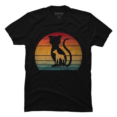 Men's Design By Humans Pet silhouette dog cat lover vintage sunset By punsalan T-Shirt