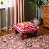 GDFStudio Smedley Modern 16" Wood and Fabric Upholstered Hand Crafted Embroideried Foot Stool - 2 of 4