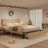 Full/Queen/King Platform Bed Frame, Full/Queen/King Size Bed Frame with Natural Rattan Headboard - 4 of 4