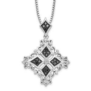 Black Bow Jewelry 1/4 Ctw Black & White Diamond Ornate Necklace in Sterling Silver - 1 of 4