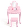 Girls Vanity Set with Mirror & Stool - Wooden Makeup Table for, Adjustable Dress-Up Playset with Storage, Birthday Gift for Girls 4-9 - 2 of 4