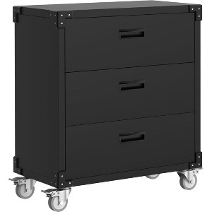 homfan 3-Drawer Rolling Tool Cabinet - Heavy Duty Garage Storage On Wheels - Mobile Metal Workbench for Warehouse, Basement & Workshop, Black - 1 of 4