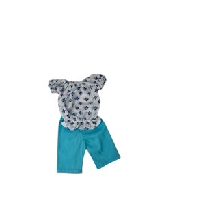 Doll Clothes Superstore Blue Flower Pant Set Fits Our Generation American Girl My Life Dolls - 1 of 4