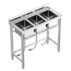 Stainless Steel Three Basin Freestanding Sink with Corrosion Resistant, Adjustable Legs, Multi-Layer Sealed Drain, Removable Filter Basket - 2 of 4