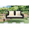 Ridstar 50 in. W Hanging Porch Swing with Chains, Cushion & Pillow For Garden, Backyard & Pond-Brown - 3 of 4