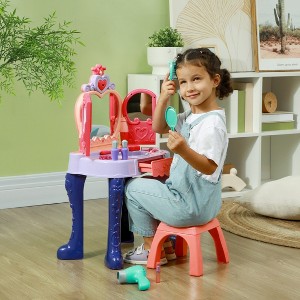 Acoinel Vanity Set with Mirror Hair Dryer and Stool for Kids - 1 of 4