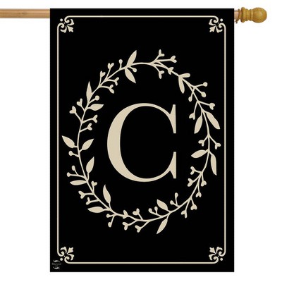 Classic Black and Beige Monogram House Flag, 40" x 28"